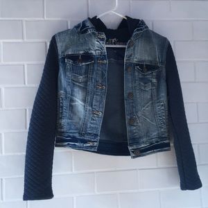 Jean Jacket with Navy Blue Sleeves
